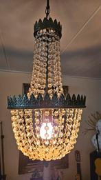 Zakkroonluchter brons kristal, Ophalen, Gebruikt, Glas, Landelijk klassiek