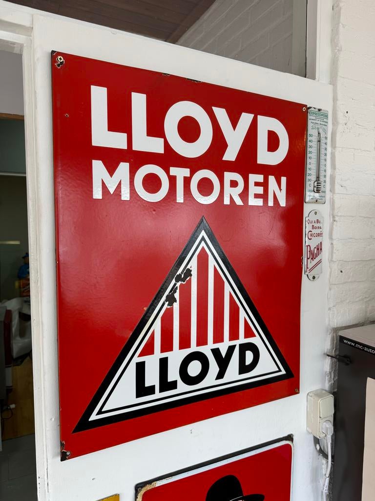 Vintage Emaille Bord Lloyd Motoren - Klassiek Reclamebord, Ophalen