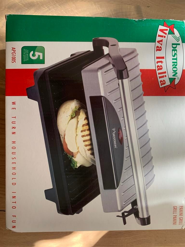 Bestron Panini Grill APG100S, Witgoed en Apparatuur, Ophalen of Verzenden, Nieuw