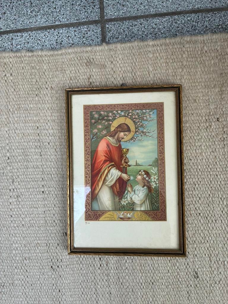 Schilderij eerste heilige communie, Verzamelen, Verzenden, Zo goed als nieuw, Kaart of Prent, Christendom | Katholiek