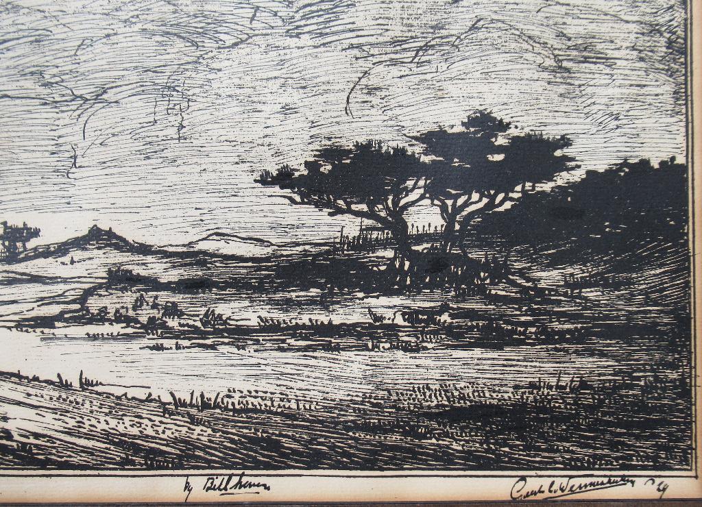 Geert C. van Wermeskerken (1889-1986): “Bij Bilthoven”, Ophalen of Verzenden, Houtsnede, Gesigneerd, Landschap