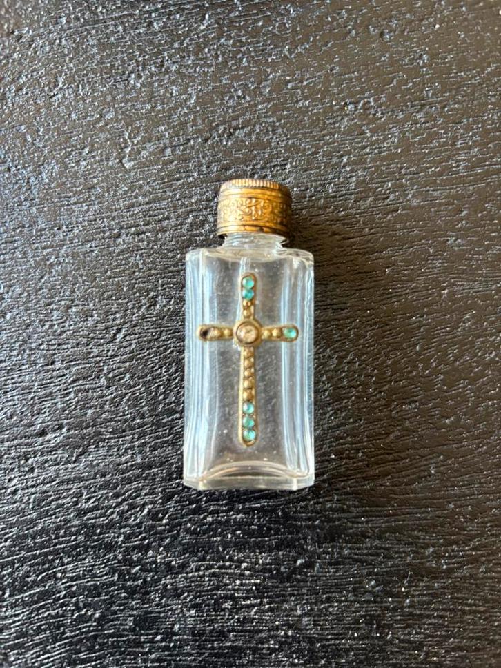 Antiek parfumflesje religieus kruis, Verzamelen, Parfumverzamelingen, Gebruikt, Parfumfles, Ophalen of Verzenden