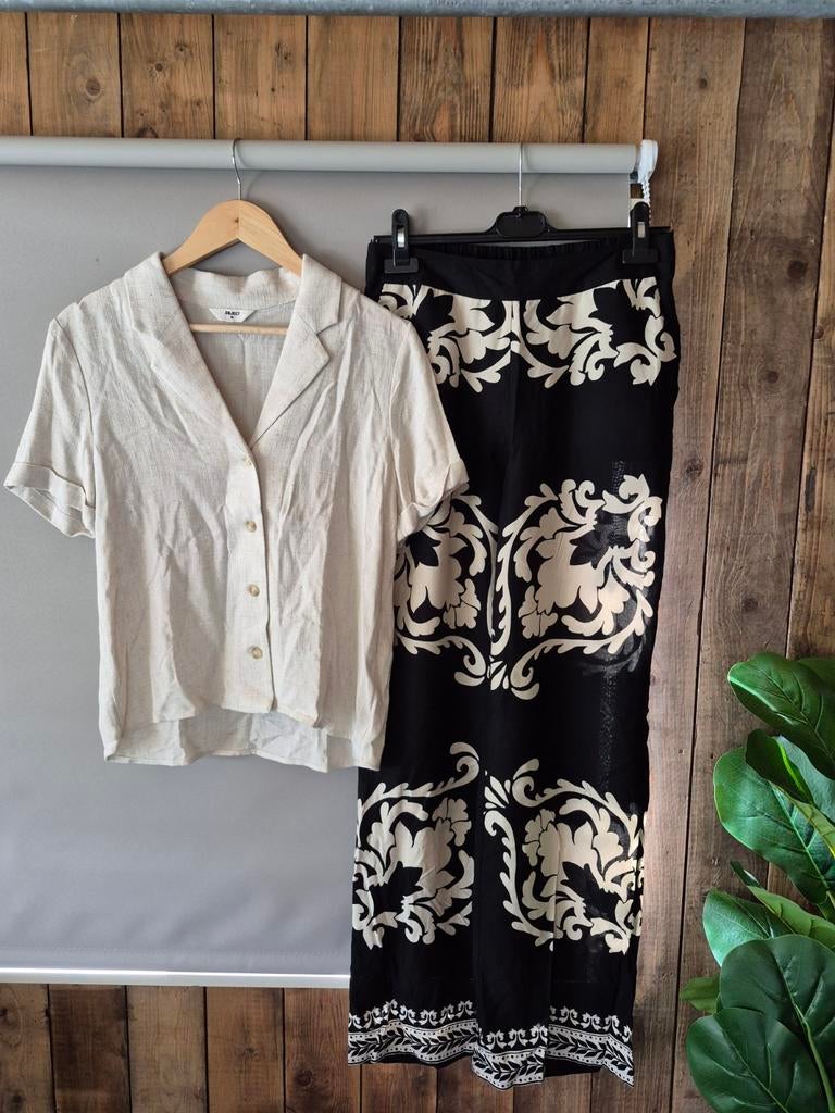Leuke set JDY broek met Object blouse S, Kleding | Dames, Broeken en Pantalons, Zo goed als nieuw, Zwart, Lang, Ophalen of Verzenden