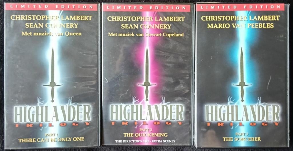 Highlander 1 t/m 3 vhs, Vanaf 16 jaar, Ophalen of Verzenden, Zo goed als nieuw, Horror