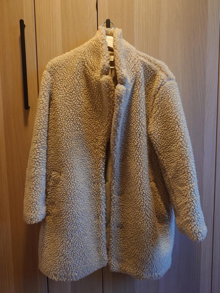 Heerlijk warme bontjas H&M maat 36, Kleding | Dames, H&M, Beige, Ophalen of Verzenden, Maat 36 (S)