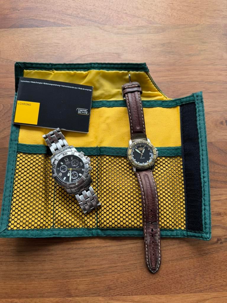 Camel trophy en active horloge, Sieraden, Tassen en Uiterlijk, Horloges | Heren, Overige merken, Leer, Staal, Polshorloge