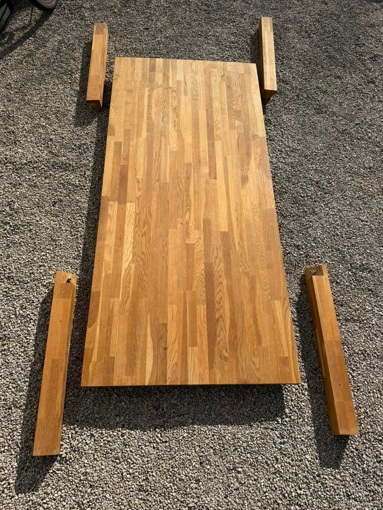 Eikenhouten tafel 200 x 90 cm. 78 cm hoog., Ophalen, 50 tot 100 cm, Zo goed als nieuw, 150 tot 200 cm