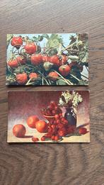 Aardbeien. Fruitschaal aardbeien,vaas lelietjes van dalen, Ophalen of Verzenden, Overige thema's