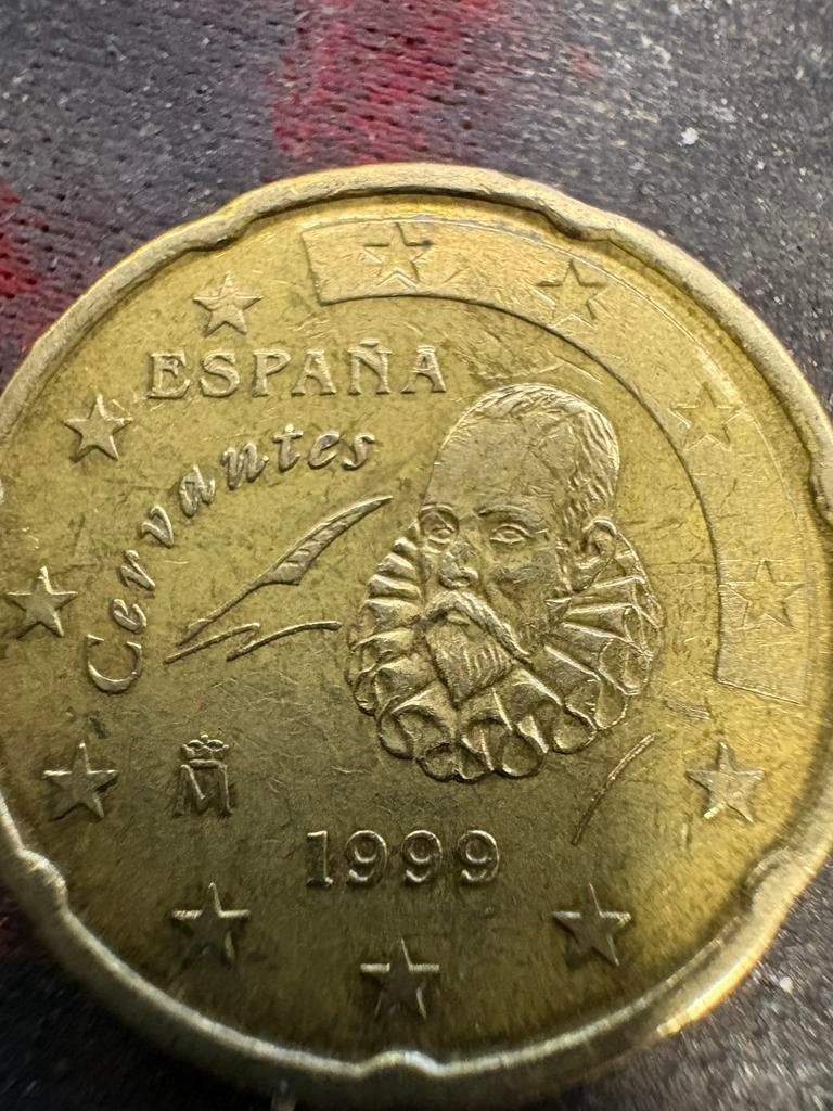 Zeer zeldzaam erg vet gedrukte 20 cent spanje 1999, Postzegels en Munten, Munten | Europa | Euromunten, Ophalen of Verzenden, Spanje