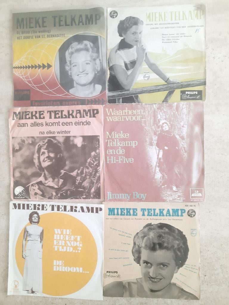 10x vinyl singels van Mieke Telkamp, Ophalen of Verzenden, Zo goed als nieuw, Overige formaten, Levenslied of Smartlap