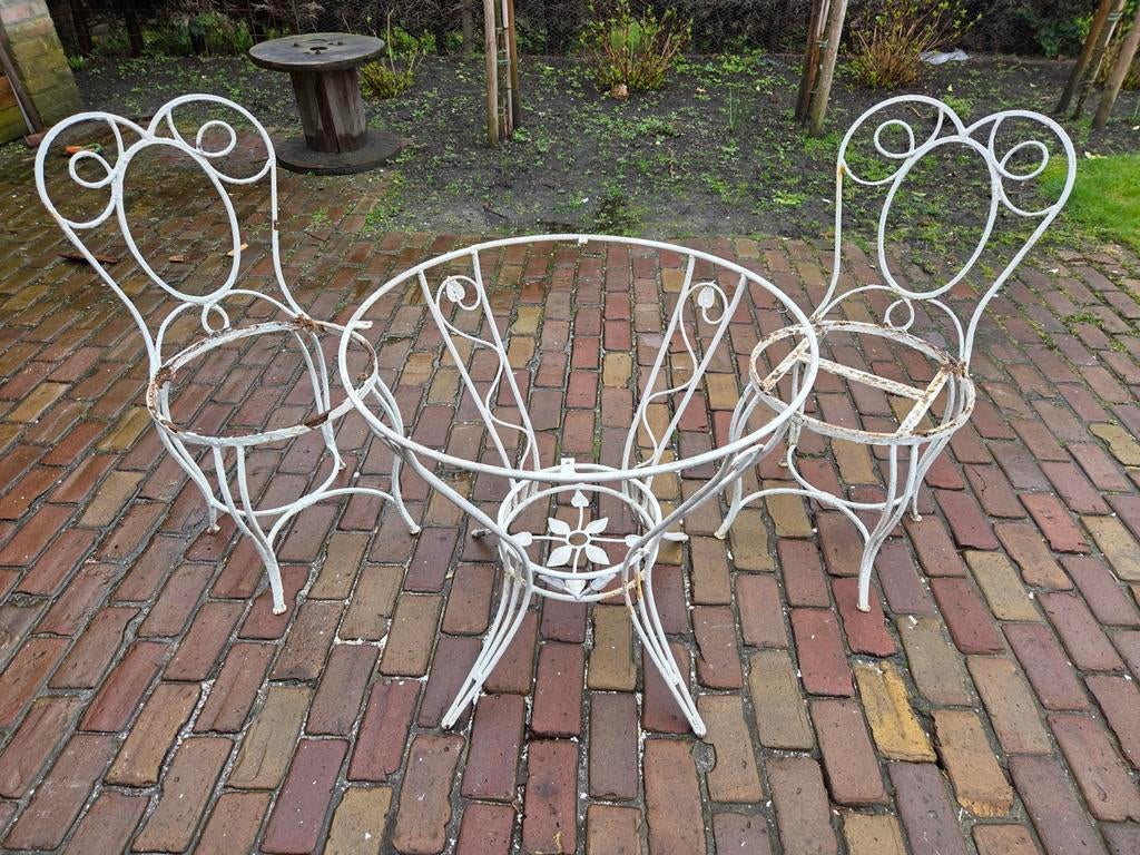 Antiek bistro setje, Ophalen, Gebruikt, Overige materialen, 2 zitplaatsen