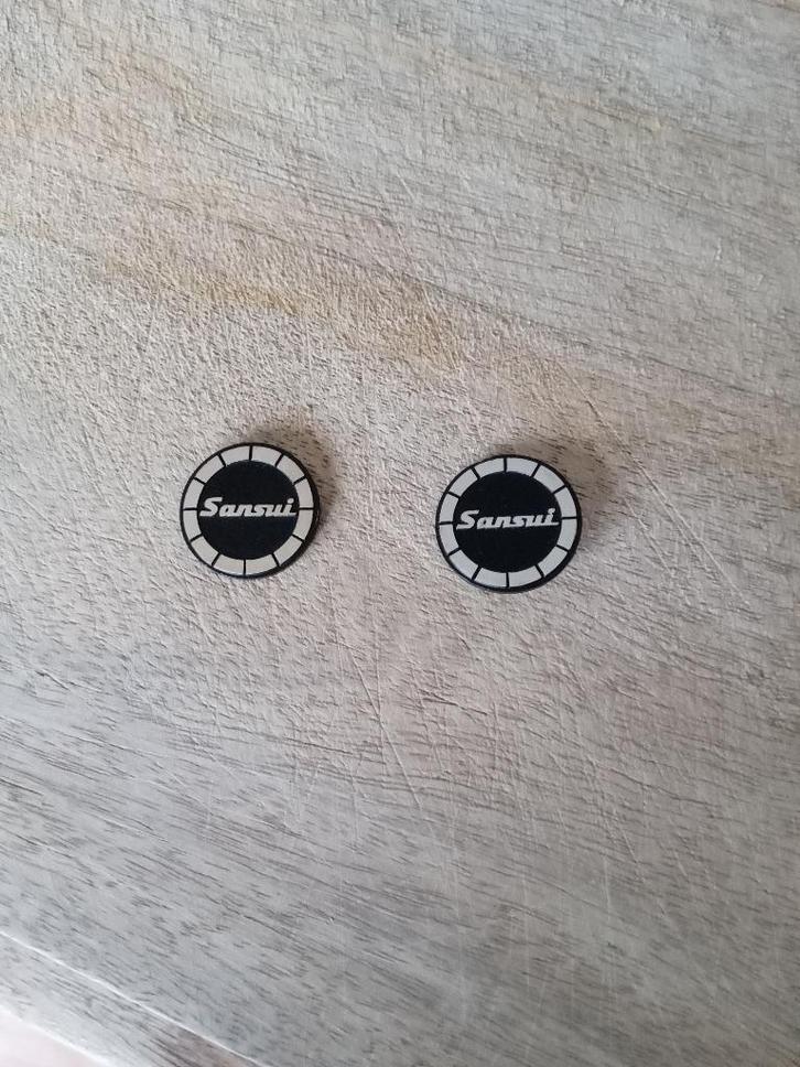 Sansui set ronde logo's, Audio, Tv en Foto, Luidsprekers, Zo goed als nieuw, Front, Rear of Stereo speakers, 60 tot 120 watt, Overige merken