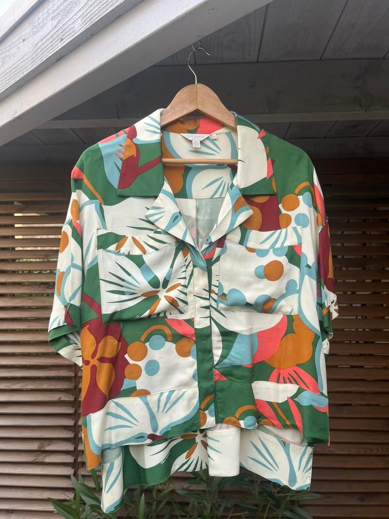 Ted Baker blouse multi color maat 4 = 42, Ophalen of Verzenden, Zo goed als nieuw, Maat 42/44 (L), Overige kleuren