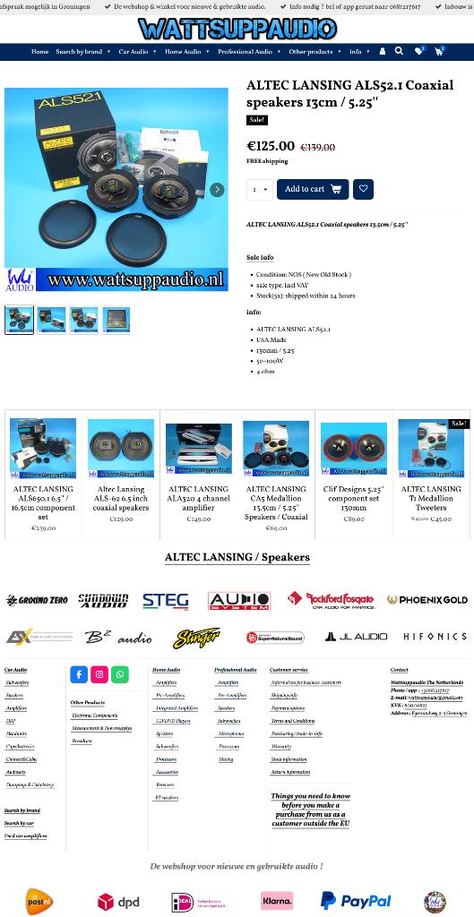 ALTEC LANSING ALS52.1 Coaxial speakers 13cm / 5.25'', Auto diversen, Autospeakers, Nieuw, Ophalen of Verzenden, ., Support@alteclansing.com
