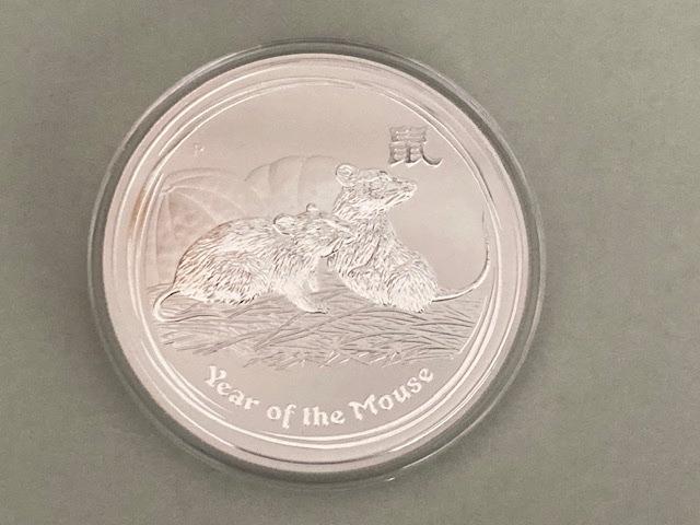 ZEEEER zeldzame Lunar II BU 2008 2 Oz muis Perth Mint, Verzenden, Losse munt, Zilver