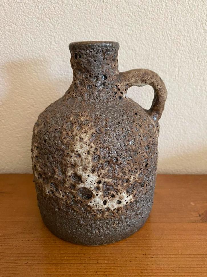 Kruikvaas fat lava bruisglazuur, Huis en Inrichting, Woonaccessoires | Vazen, Gebruikt, Overige kleuren, Minder dan 50 cm, Aardewerk of Porselein