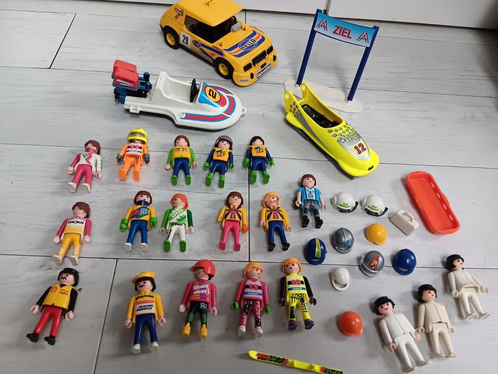 Playmobil jaren 70 rally auto bobslee yetski, Ophalen of Verzenden, Gebruikt
