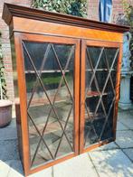 Mahoniehouten vitrinekast/ opzetkast/ hangkast 1920, Ophalen, 100 tot 150 cm, Antiek Mahonie, 50 tot 100 cm