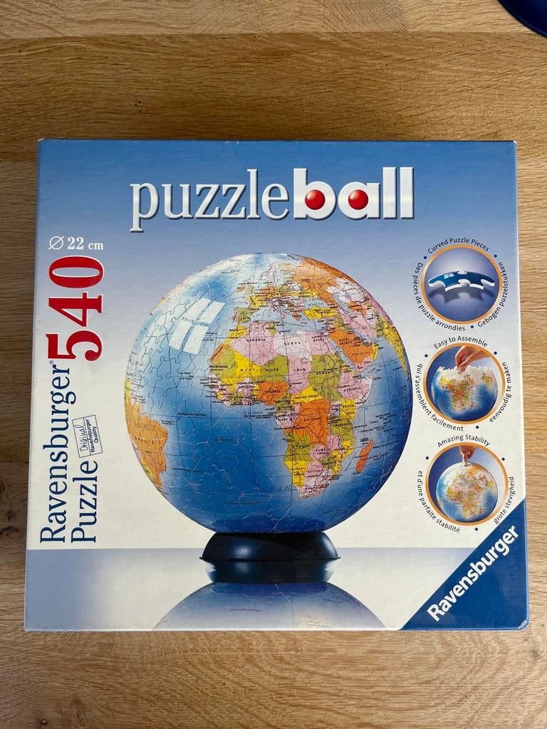 Ravensburger Puzzleball wereldbol aarde 540 stukjes, Ophalen of Verzenden, 500 t/m 1500 stukjes, Zo goed als nieuw, Rubik's of 3D-puzzel