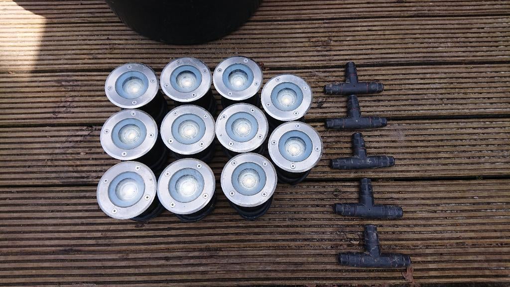 11 X GRONDSPOTS / TUINVERLICHTING INCL CONNECTOREN, Tuin en Terras, Buitenverlichting, Ophalen, Gebruikt, Minder dan 50 watt, Overige typen