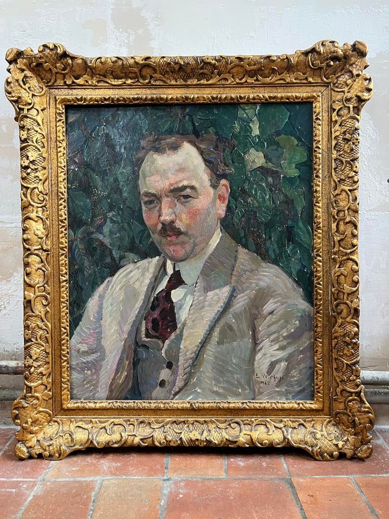Portret olieverf op paneel, Edgard Wiethase 1922, Antiek en Kunst, Kunst | Schilderijen | Klassiek, Ophalen