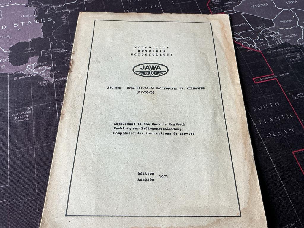 JAWA 350 Californian IV Olie Master Handleiding 1971, Motoren, Verzenden, Overige merken
