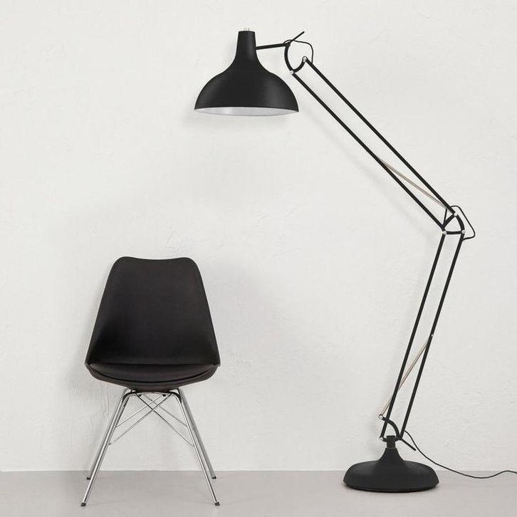 Zwarte vloerlamp - leeslamp, Huis en Inrichting, Lampen | Vloerlampen, Gebruikt, 150 tot 200 cm, Metaal, Ophalen