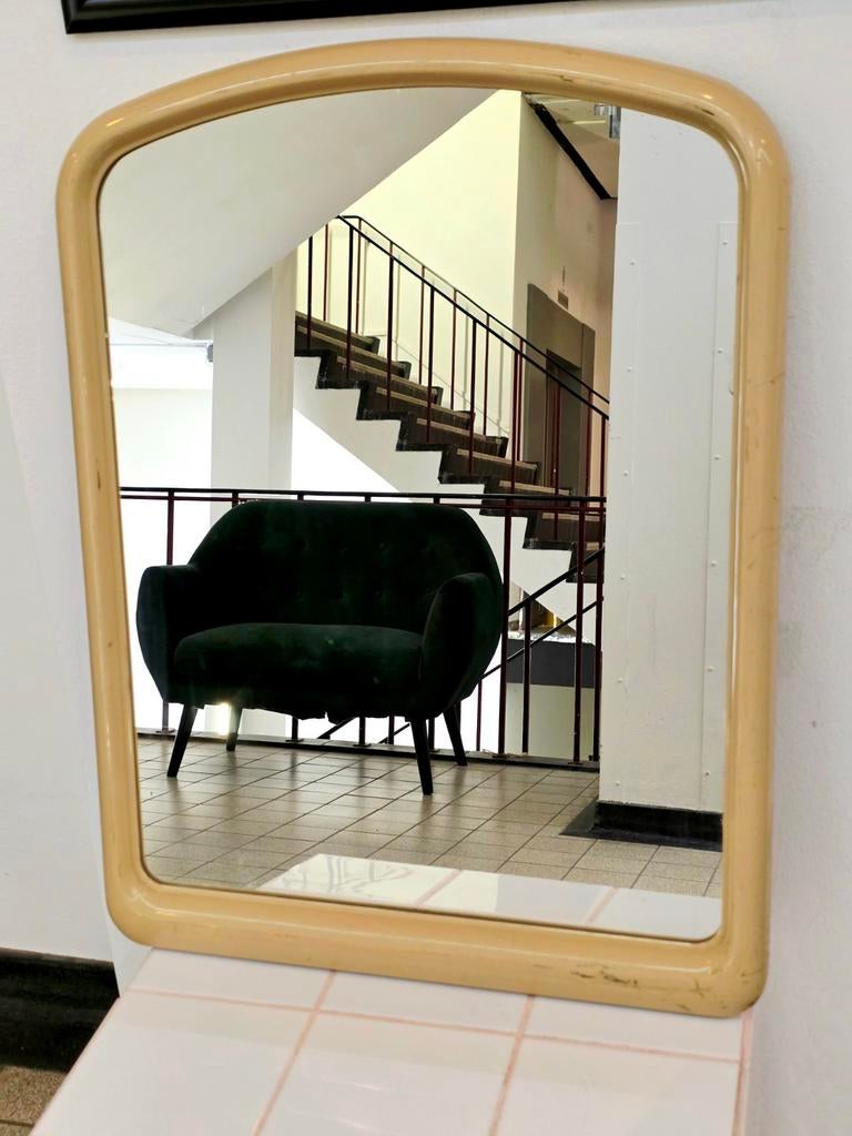9690: Vintage 1970s Space Age Mirror, Ophalen of Verzenden, Overige vormen, 50 tot 100 cm, Minder dan 100 cm
