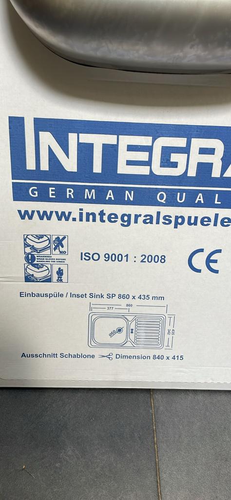 Nieuwe Integra inbouw wasbak/spoelbak - 860x435mm, Ophalen of Verzenden, Nieuw, Rvs, Wastafel