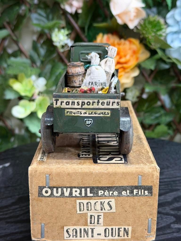 1930 FRANCE JOUETS truck met lading en doos!! Uniek!!, Antiek en Kunst, Ophalen of Verzenden