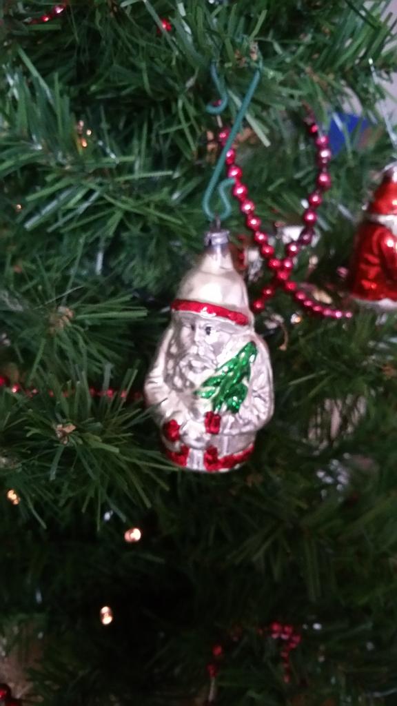 prachtige oude glazen kerstbal model kerstman, Ophalen of Verzenden, Gebruikt