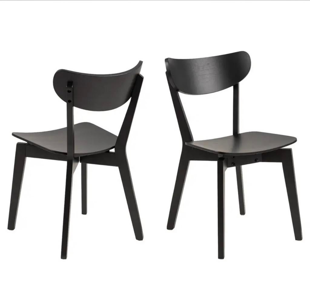 Eetkamerstoelen Roxy (Leen Bakker) - zwart hout (set van 2), Ophalen, Gebruikt, Twee, Zwart