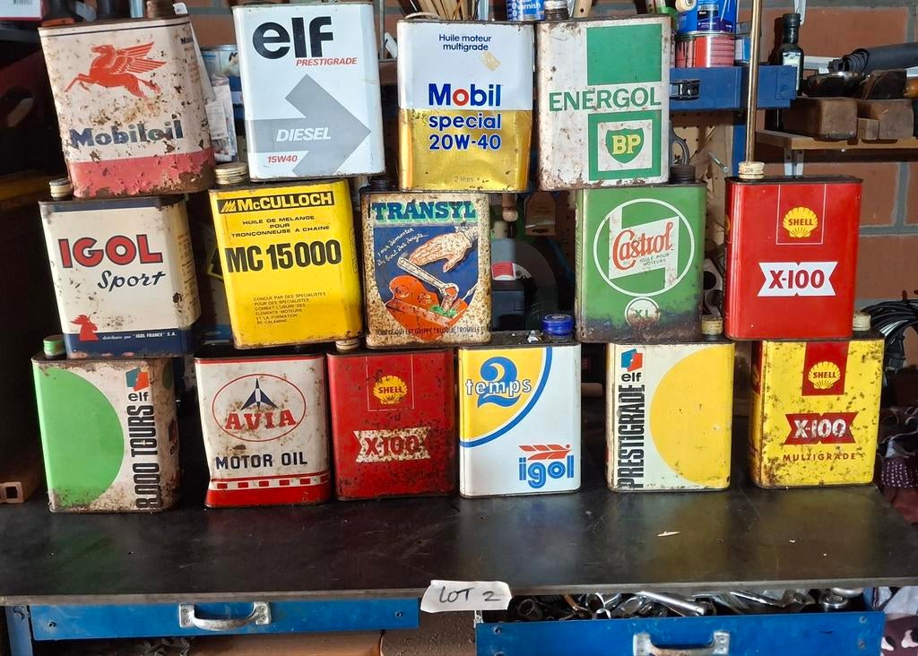 Vintage Olieblikken Collectie - Diverse Merken (Lot 2), Verzamelen, Merken en Reclamevoorwerpen, Ophalen of Verzenden, Gebruikt