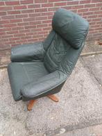 Comfortabele Leren Fauteuil - Donkergroen, Ophalen, Gebruikt, Klassiek, Comfortabel, 75 tot 100 cm