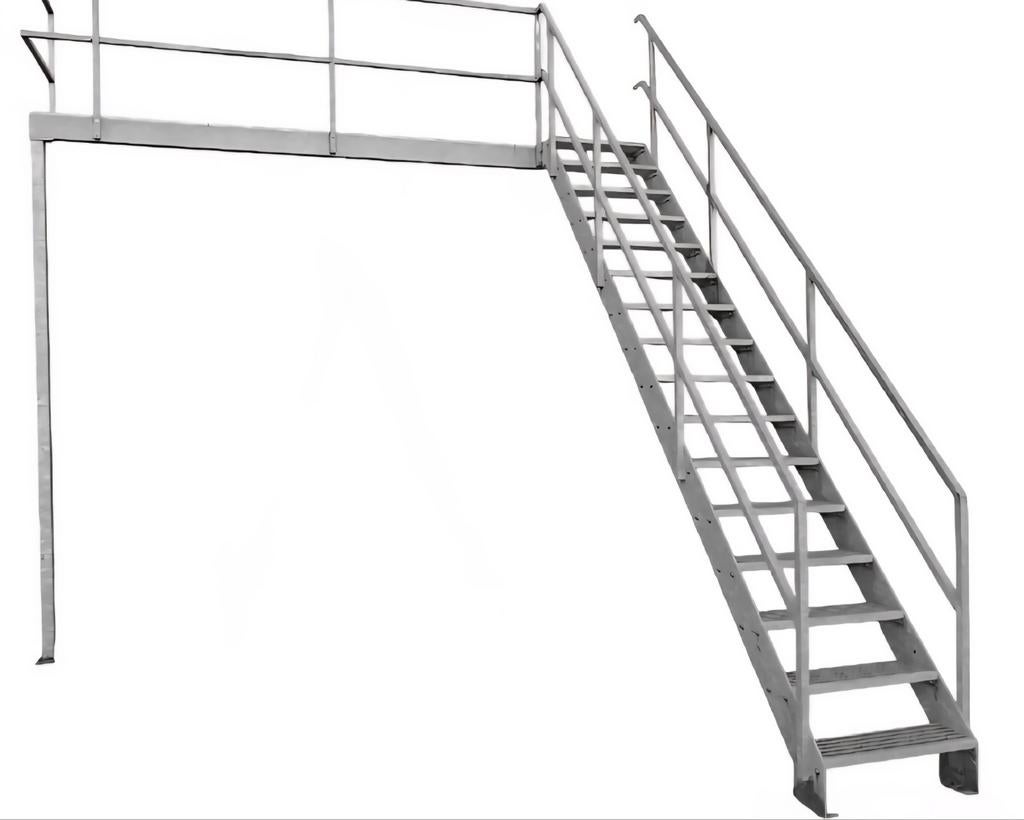 Stalen buitentrap ca. 380cm + bordes. Verzinkte bordestrap., Doe-het-zelf en Verbouw, Ladders en Trappen, Gebruikt, Trap, 2 tot 4 meter