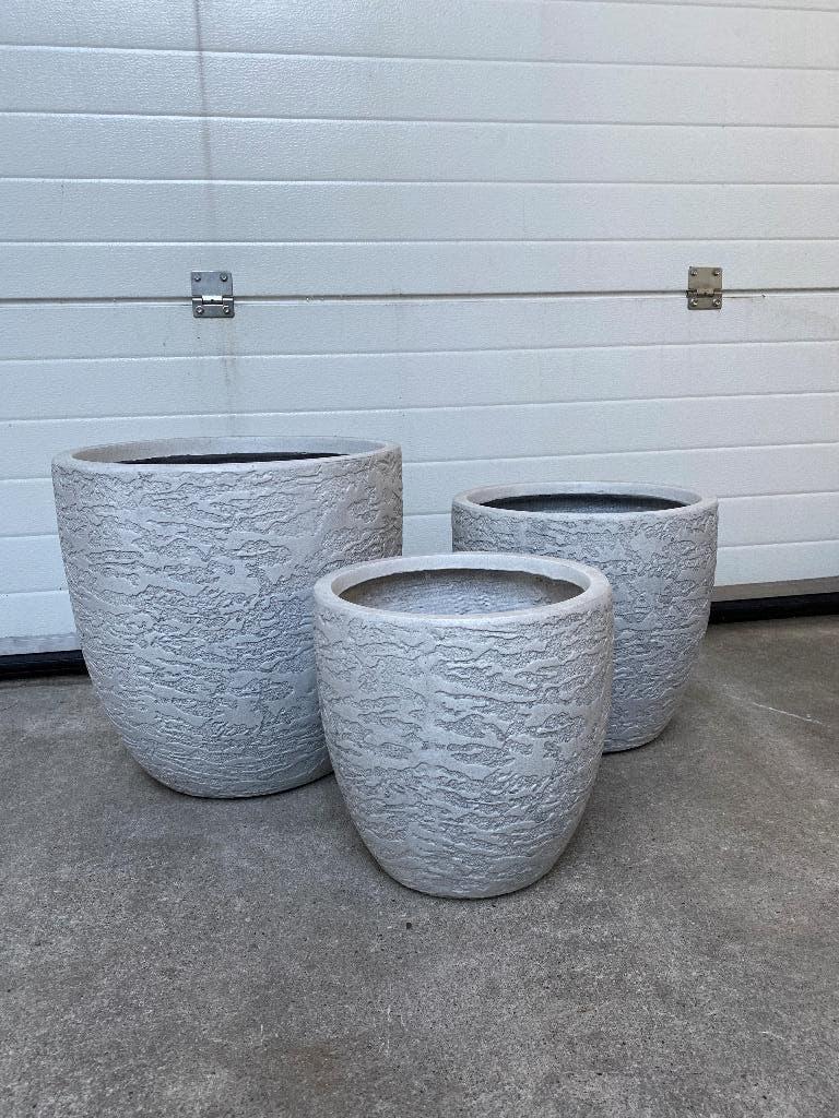 bloempotten 3-delig(nieuw) licht grijs, Tuin en Terras, Bloembakken en Plantenbakken, Ophalen, Overige materialen, Rond, Nieuw