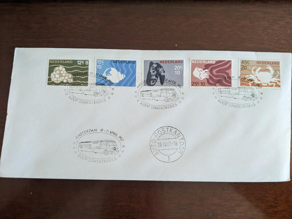 NL 1967; Env. serie ZOMERZEGELS STEMPEL AUTOPOSTKANTOOR LEES, Postzegels en Munten, Verzenden, Envelop