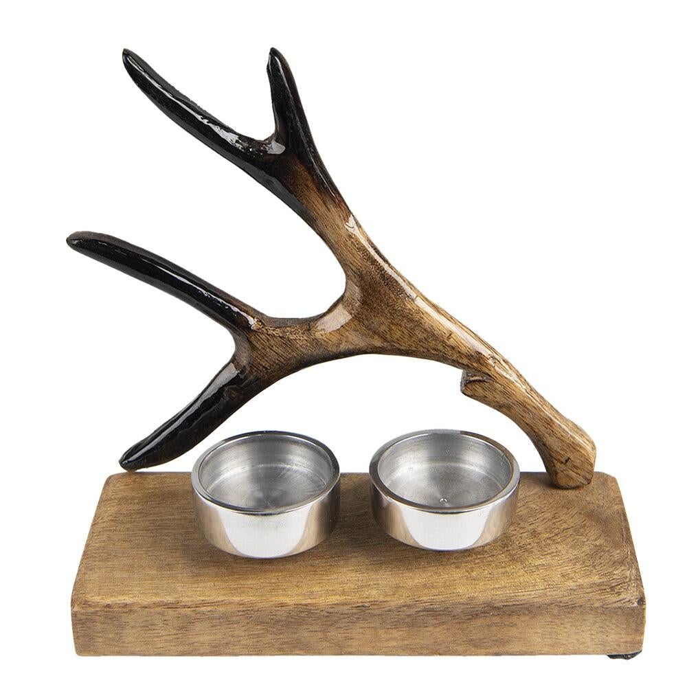 gewei hout theelichthouder waxinelichthouder landelijk, Bruin, Nieuw, Ophalen of Verzenden, De Giesel