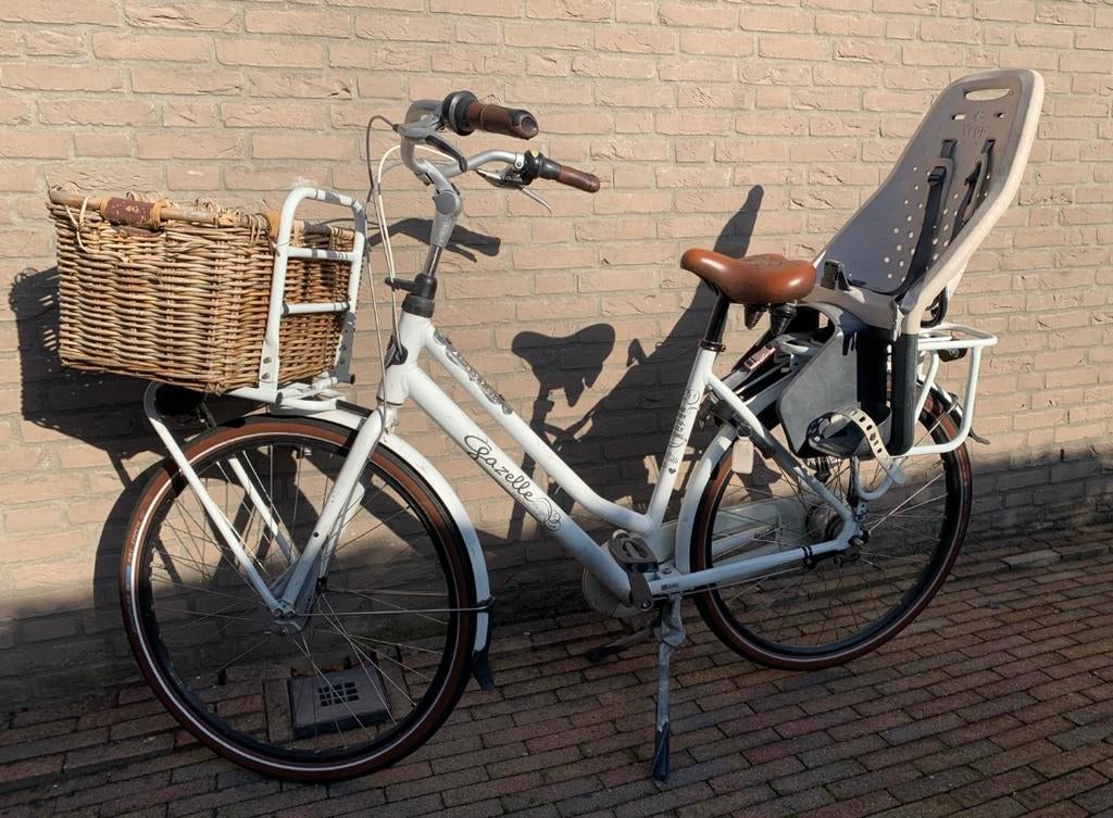 Damesfiets Gazelle ‘Miss Grace’ wit met Yepp kinderzitje, Fietsen en Brommers, 53 tot 56 cm, Versnellingen, Ophalen of Verzenden