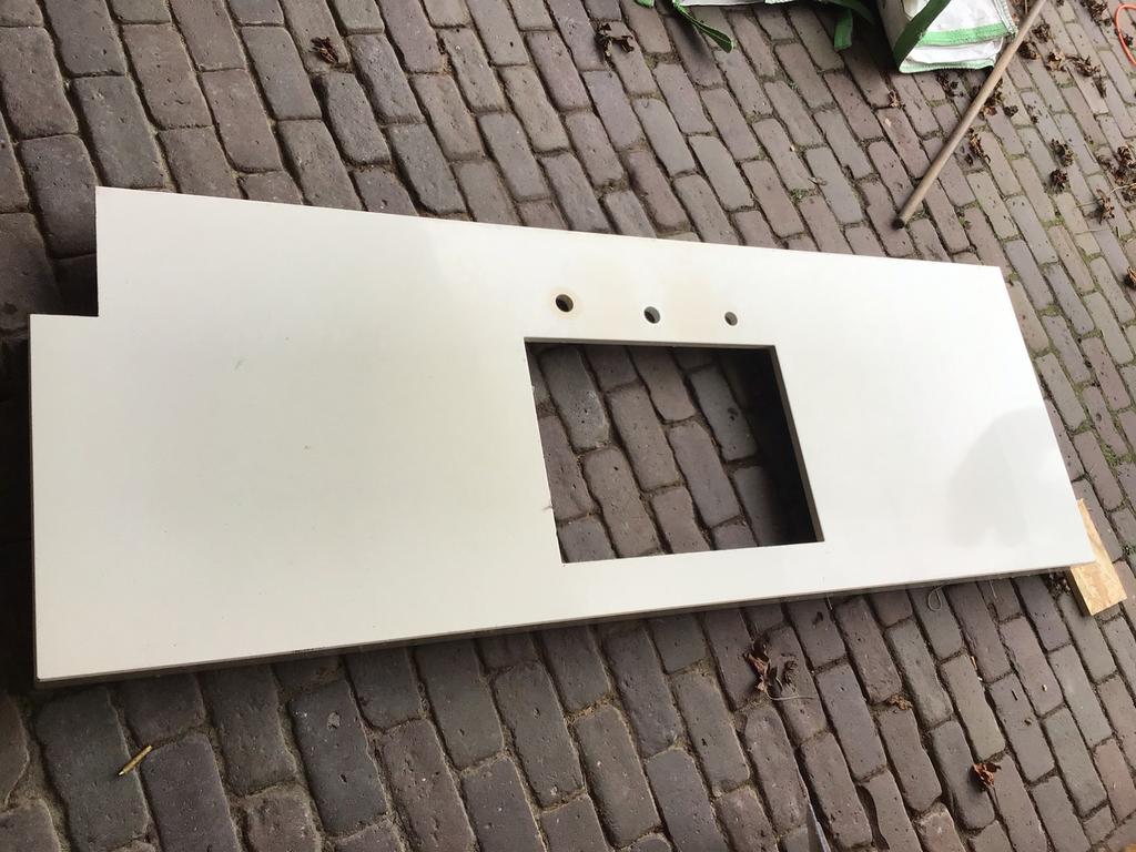 Werkblad aanrechtblad polystone, Huis en Inrichting, Keuken | Keukenelementen, Ophalen, Gebruikt, 200 cm of meer, Minder dan 100 cm