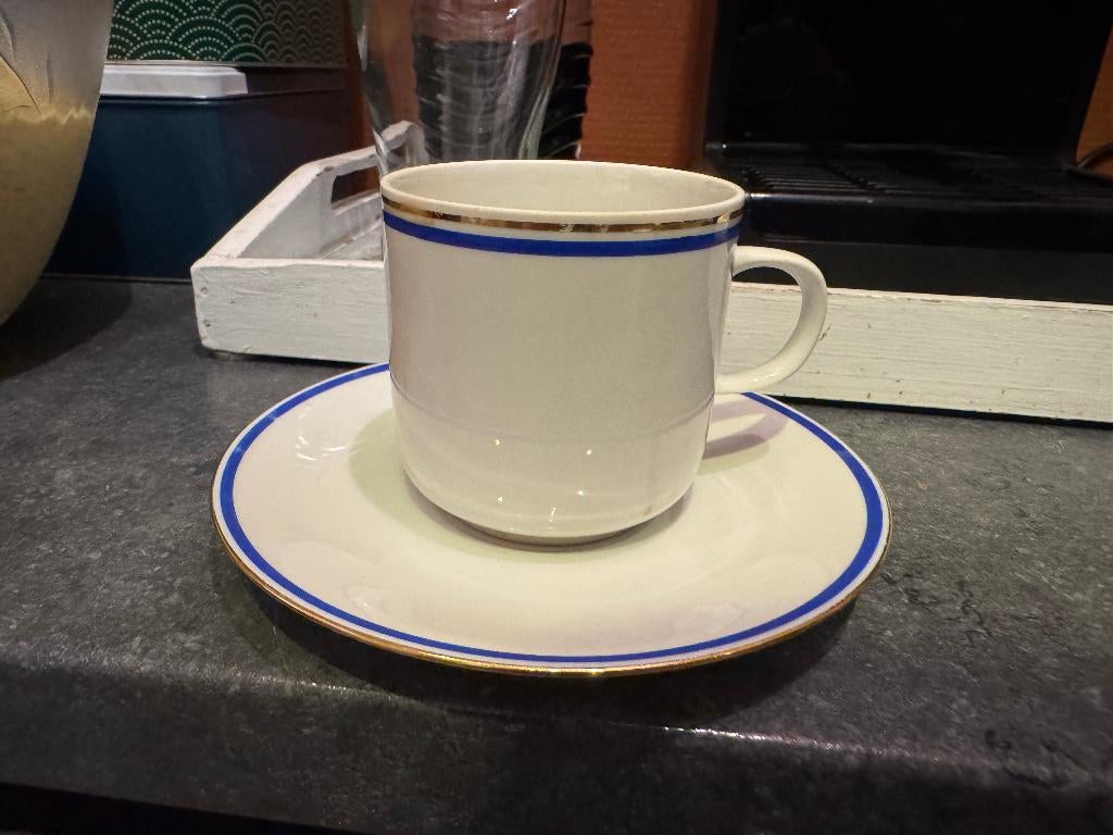 gezocht: tassen en ondertassen zoals op de foto, Huis en Inrichting, Keuken | Servies, Ophalen of Verzenden, Overige stijlen, Kop(pen) en/of Schotel(s)