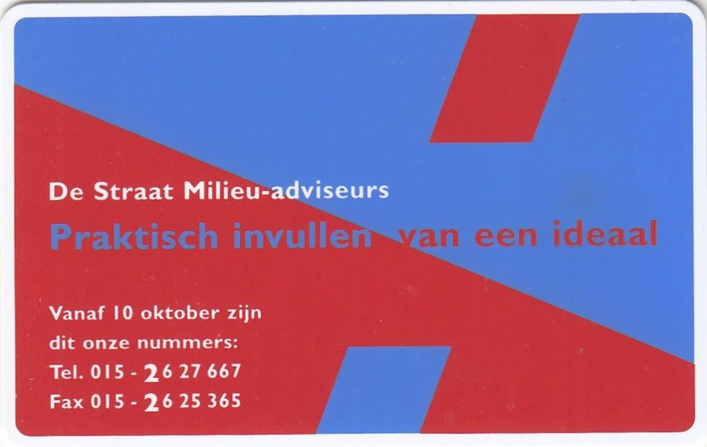 Telefoonkaart CRE191 De Straat Milieu-adviseurs ongebruikt, Verzamelen, Ophalen of Verzenden, Nederland