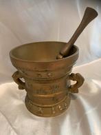 Apothekers vijzel brons met randschrift 1559 reproductie, Ophalen of Verzenden, Brons