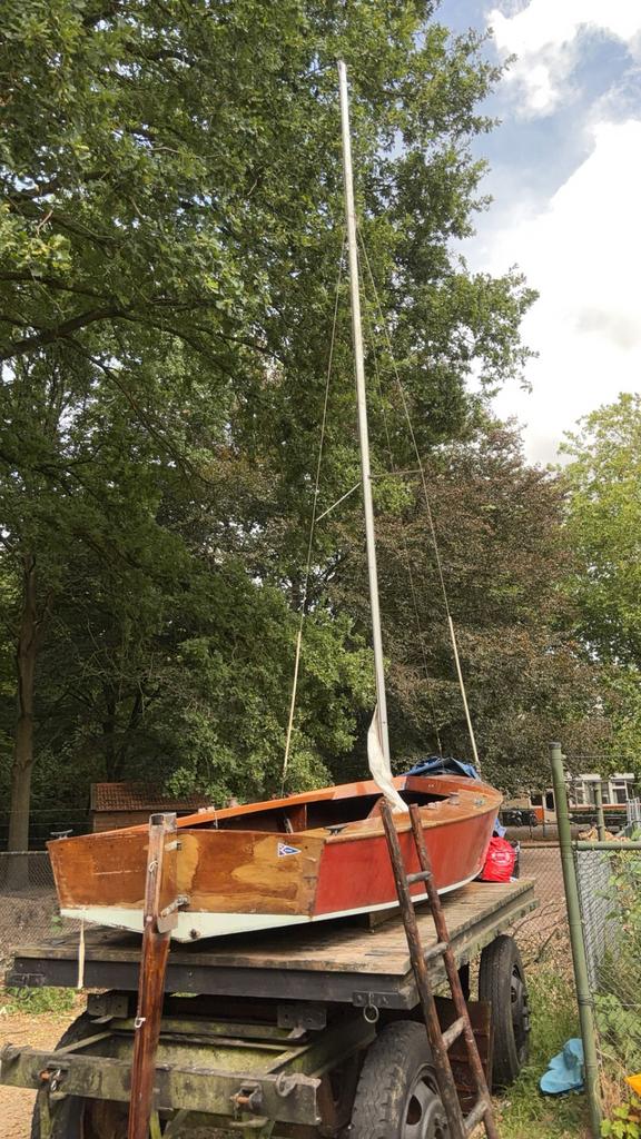 Houten schakel zeilboot., Watersport en Boten, Ophalen, Gebruikt, Zeilboot