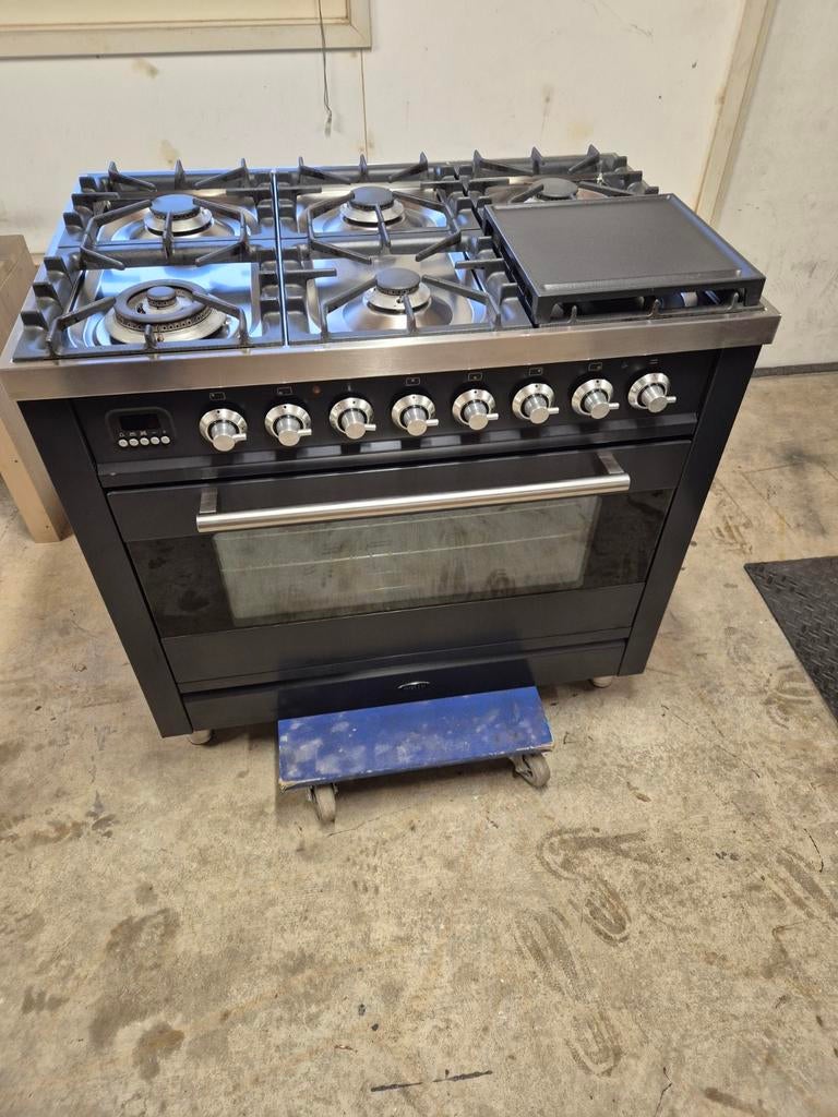Boretti gasfornuis 90x60cm (6-pits) met oven, Ophalen, Gebruikt, 60 cm of meer, Gas