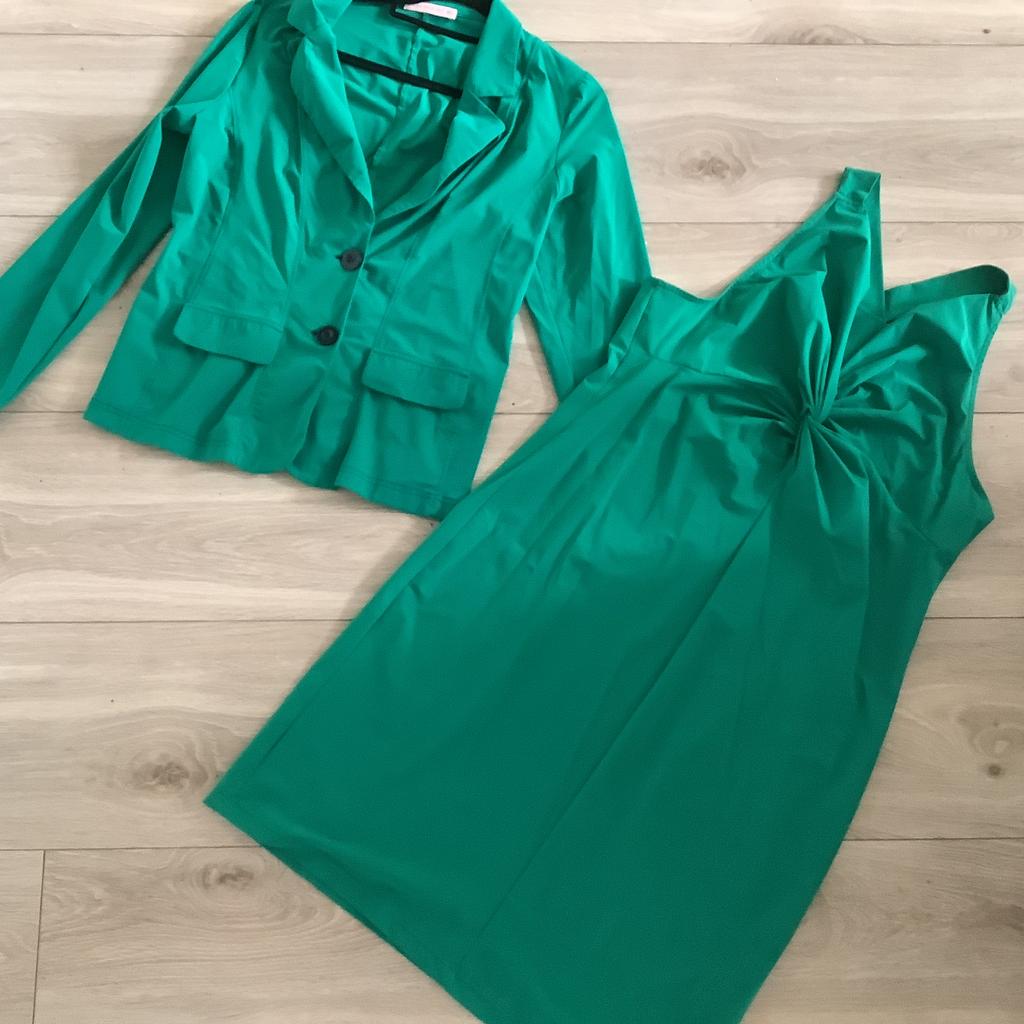Travelstof xxl emerald green studio anneloes jas en HH jurk, Ophalen of Verzenden, Zo goed als nieuw, Maat 46/48 (XL) of groter