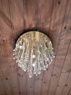 2x Goud met glazen kristal plafonnières met 7 lichtpunten, Huis en Inrichting, Lampen | Plafondlampen, Ophalen of Verzenden, Zo goed als nieuw