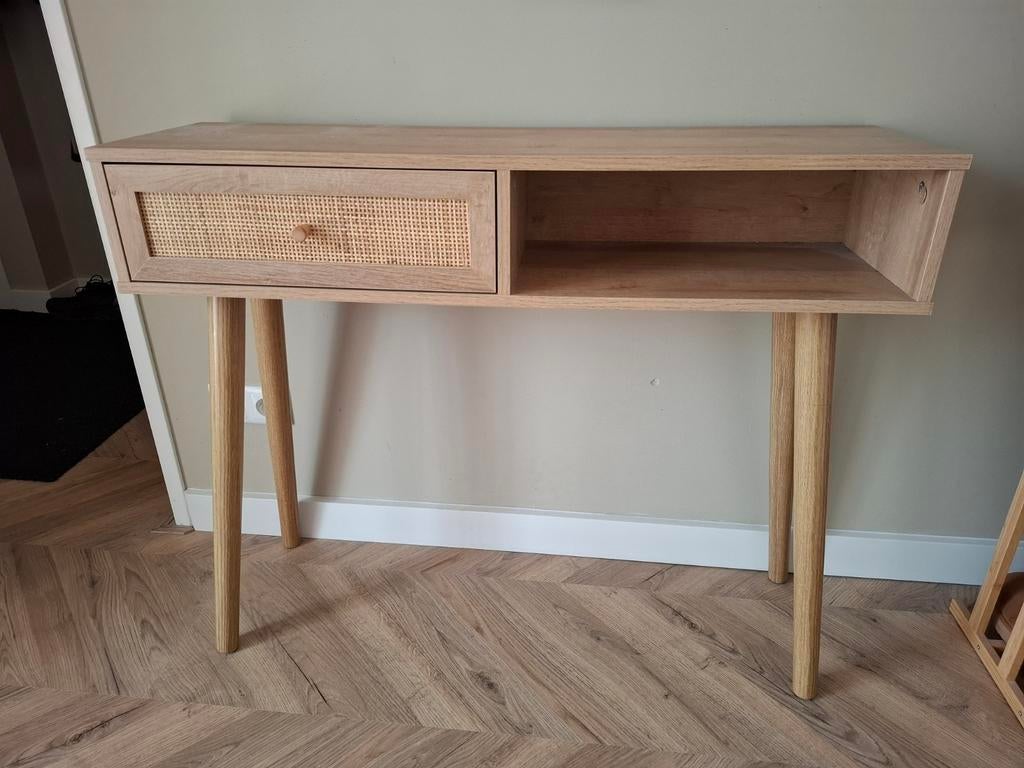 Bohemian sidetable met lade en open vak, Huis en Inrichting, Tafels | Sidetables, Ophalen, 50 tot 100 cm, Bohemian, Scandinavisch