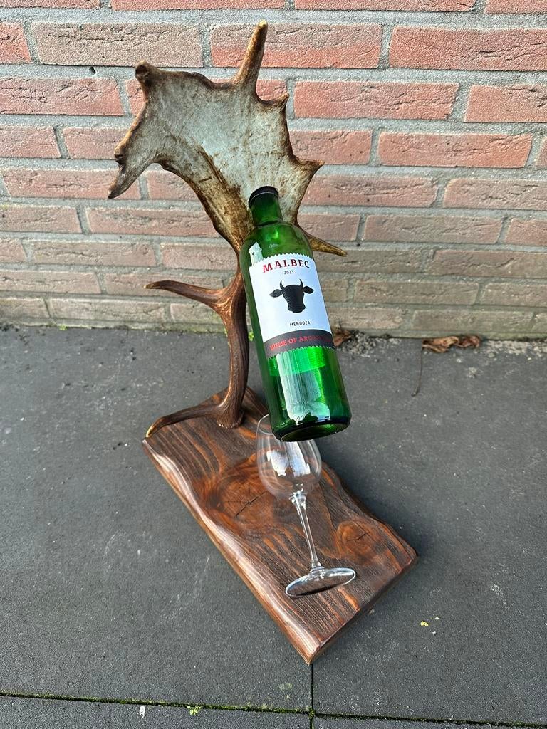 Wijnrek gewei wijnfleshouder edelhert damhert gewei bar wijn, Ophalen of Verzenden, Nieuw, 50 tot 75 cm