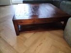 Vierkante eikenhouten salontafel 120x120 met lade, Huis en Inrichting, Tafels | Salontafels, Gebruikt, Ophalen of Verzenden, Modern